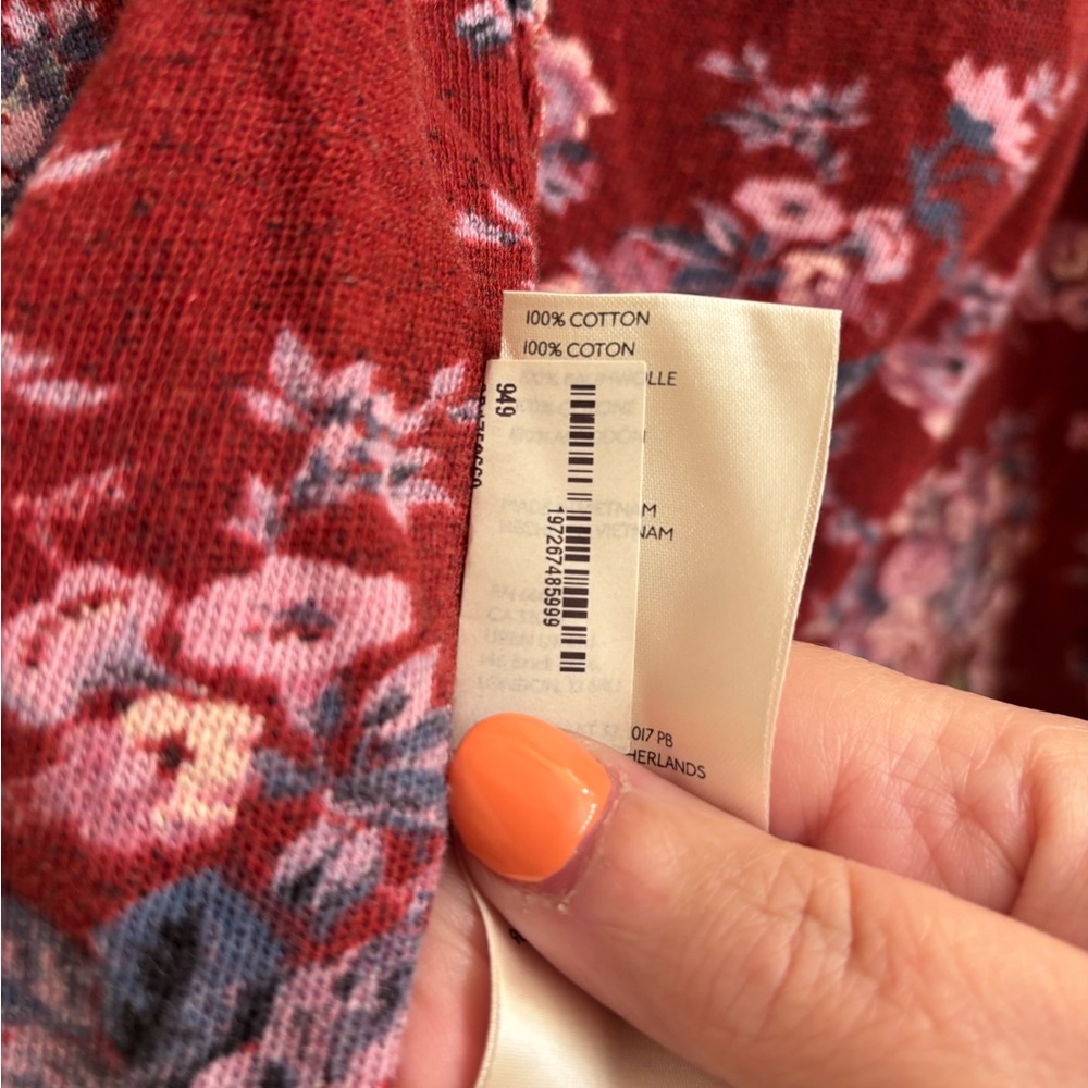 FREE PEOPLE You And Me Floral Tee Sz Oversized Medium - Picture 8 of 8